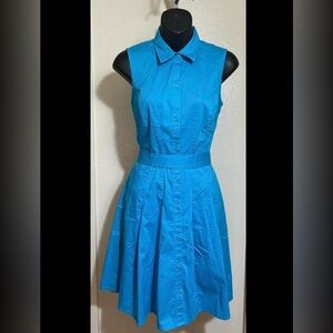 New York & Company Vibrant Blue Shirt Dress